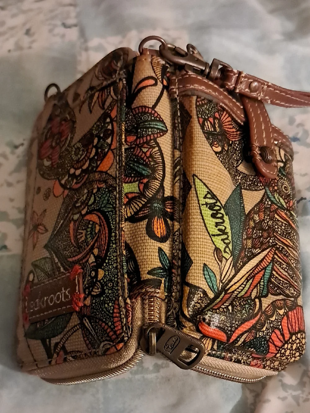 Sakroots Floral owl wristlet
